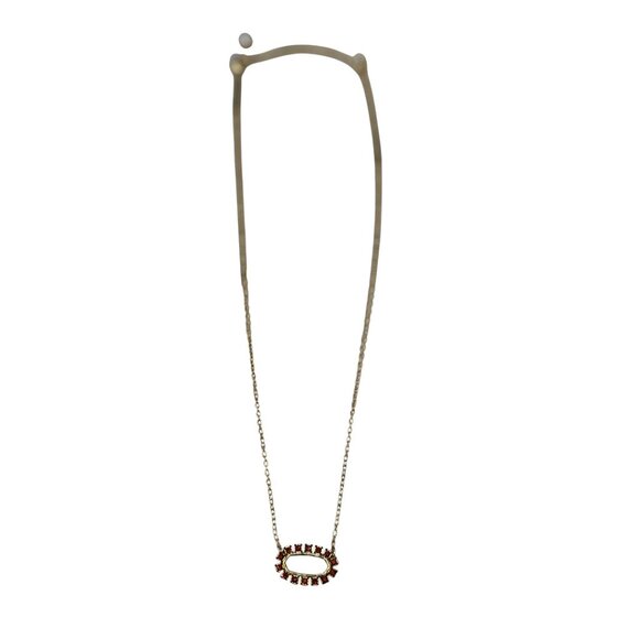 Kendra Scott Elise Gold Open Frame Pendant Necklace in Burgundy Crystal - Picture 2 of 3